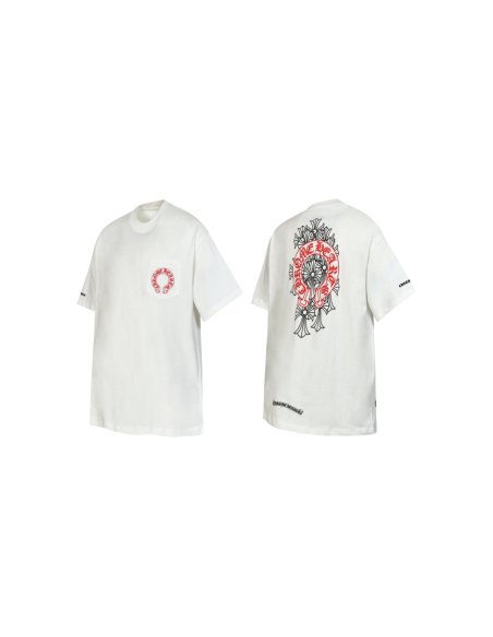 Chrome Hearts T-shirt 2221 Black/White/Pink,Chrome Hearts T-Shirts,T-Shirts,CLOTHES