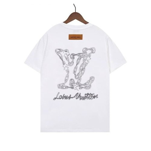 Louis Vuitton Long Chain Logo Letter T-Shirt White,Louis Vuitton T-Shirts,T-Shirts,CLOTHES
