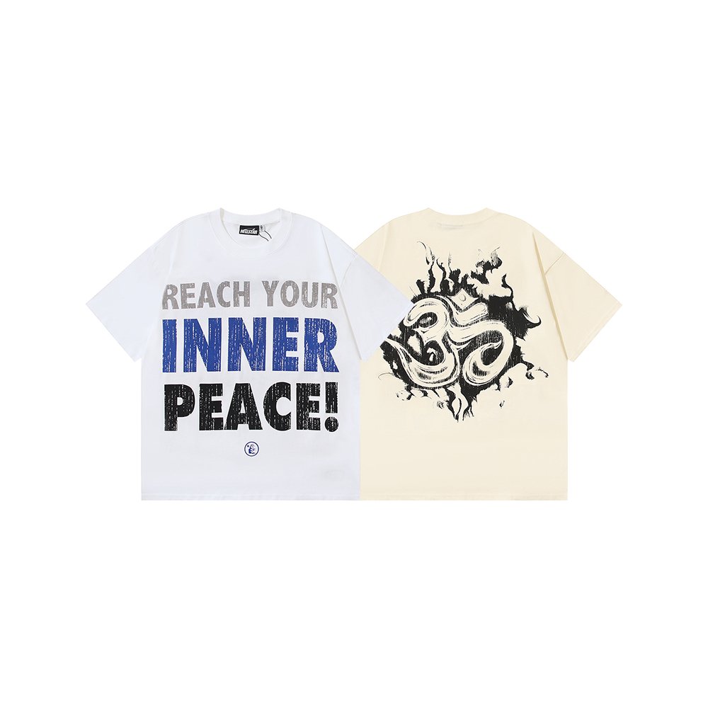 Hellstar Inner Peace T-Shirt 585 White/Apricot,Hellstar T-Shirts,T-Shirts,CLOTHES