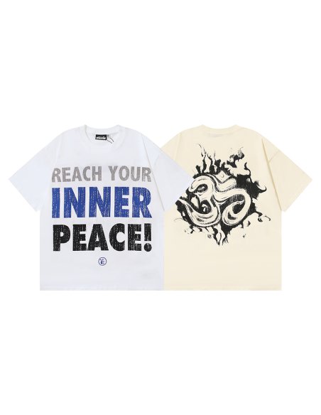 Hellstar Inner Peace T-Shirt 585 White/Apricot,Hellstar T-Shirts,T-Shirts,CLOTHES