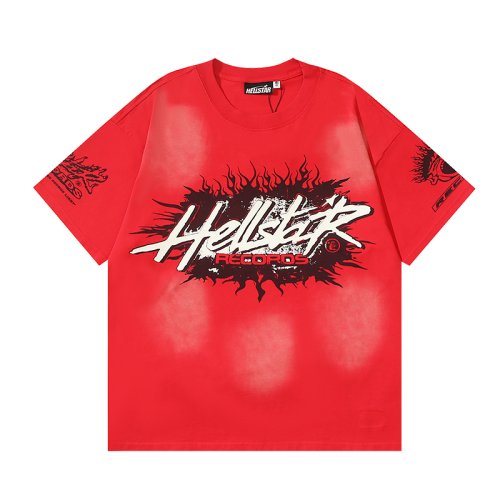 Hellstar Records Tie Dyeing T-Shirt 696 Black/Red,Hellstar T-Shirts,T-Shirts,CLOTHES
