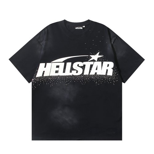 Hellstar Classic White Logo Black T-shirt With Hot-fix Rhinestones 6752,Hellstar T-Shirts,T-Shirts,CLOTHES