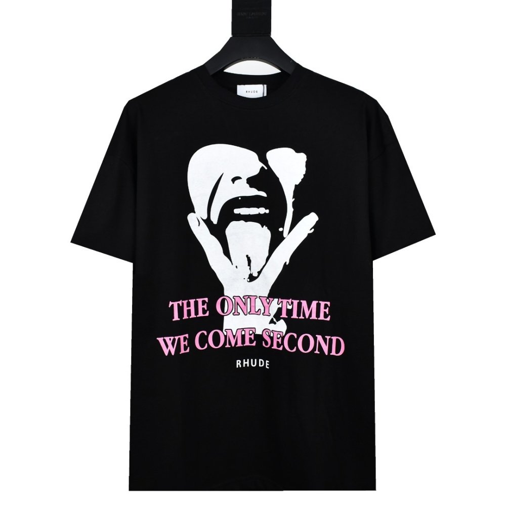 Rhude Come Second T-Shirt Black,Rhude T-Shirts,T-Shirts,CLOTHES
