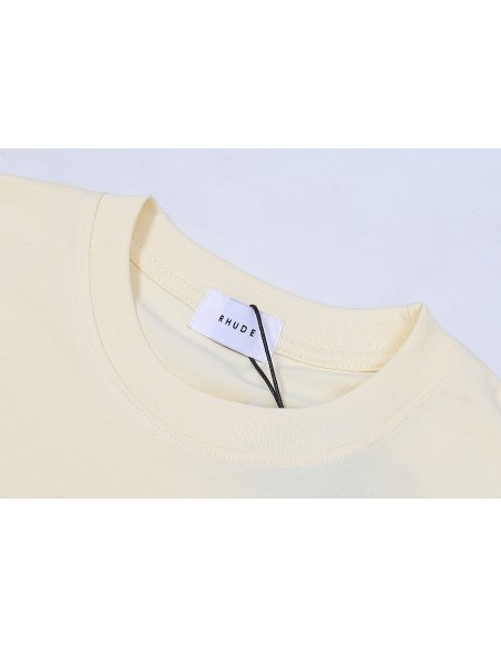 Rhude Port De T-shirt 50167 Apricot/White/Black,Rhude T-Shirts,T-Shirts,CLOTHES