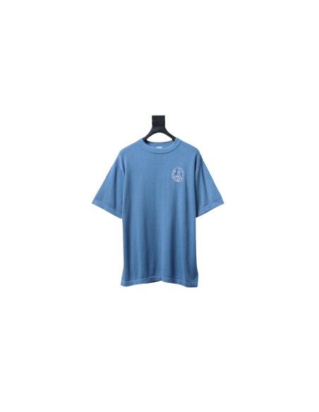 Dior Cat Embroidered Knitted T-shirt Blue,Dior T-Shirts,T-Shirts,CLOTHES
