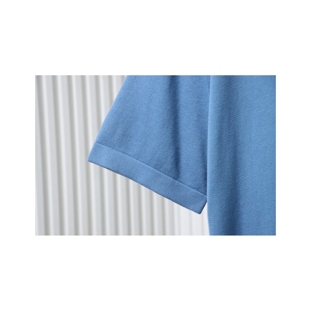 Dior Cat Embroidered Knitted T-shirt Blue,Dior T-Shirts,T-Shirts,CLOTHES