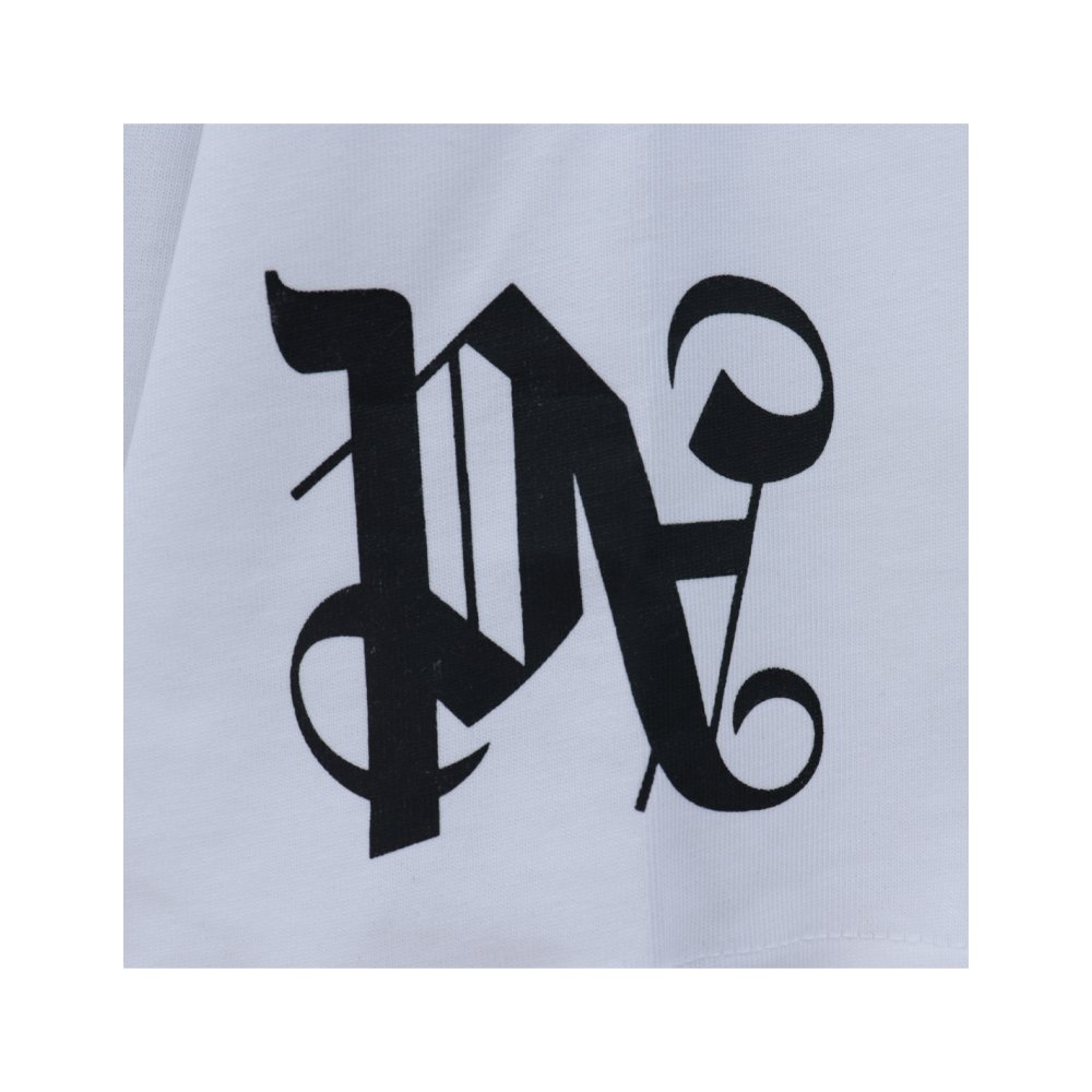 Palm Angels Gothic Logo Over T-Shirt 2072 White/Black,Palm Angels T-Shirts,T-Shirts,CLOTHES