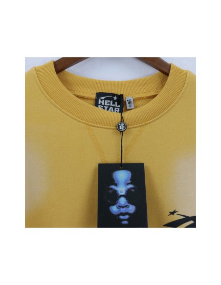 Hellstar Terry Fabric Crewneck 7545 Yellow/White,Hellstar Hoodies(Sweatshirts),Sweatshirts Hoodies,CLOTHES