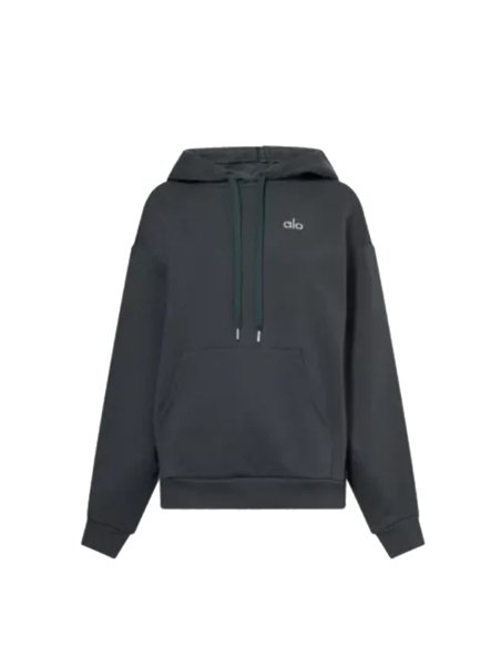 Alo Yoga Accolade Cotton-blend French Terry Hoodies Charcoal Green,Alo Yoga Hoodies(Sweatshirts),Sweatshirts Hoodies,CLOTHES