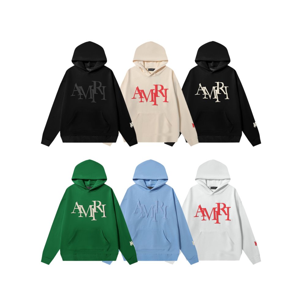 AMIRI Staggered Logo Hoodie 9273 Pure Black/Apricot/Black White/Green/Sky Blue/White,Amiri Hoodies,Sweatshirts Hoodies,CLOTHES