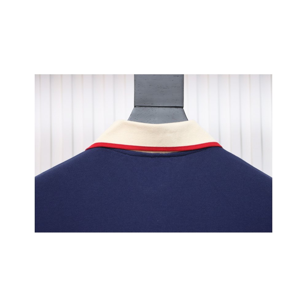 Gucci GG Cotton Navy Piquet Interlocking Polo,Gucci Polo,Polos,CLOTHES