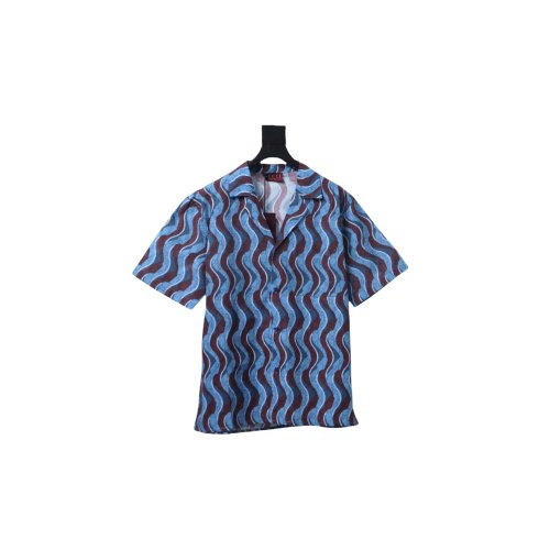 Gucci Printed Cotton Poplin Shirt Light Blue,Gucci Polo,Polos,CLOTHES