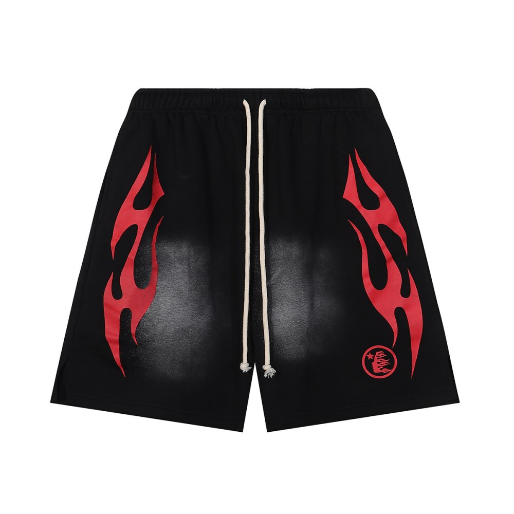 Hellstar Flame Shorts 2563 Black White/Dark Blue/Black Green/Sky Blue/Black Red/Red,Hellstar Shorts,Shorts,CLOTHES