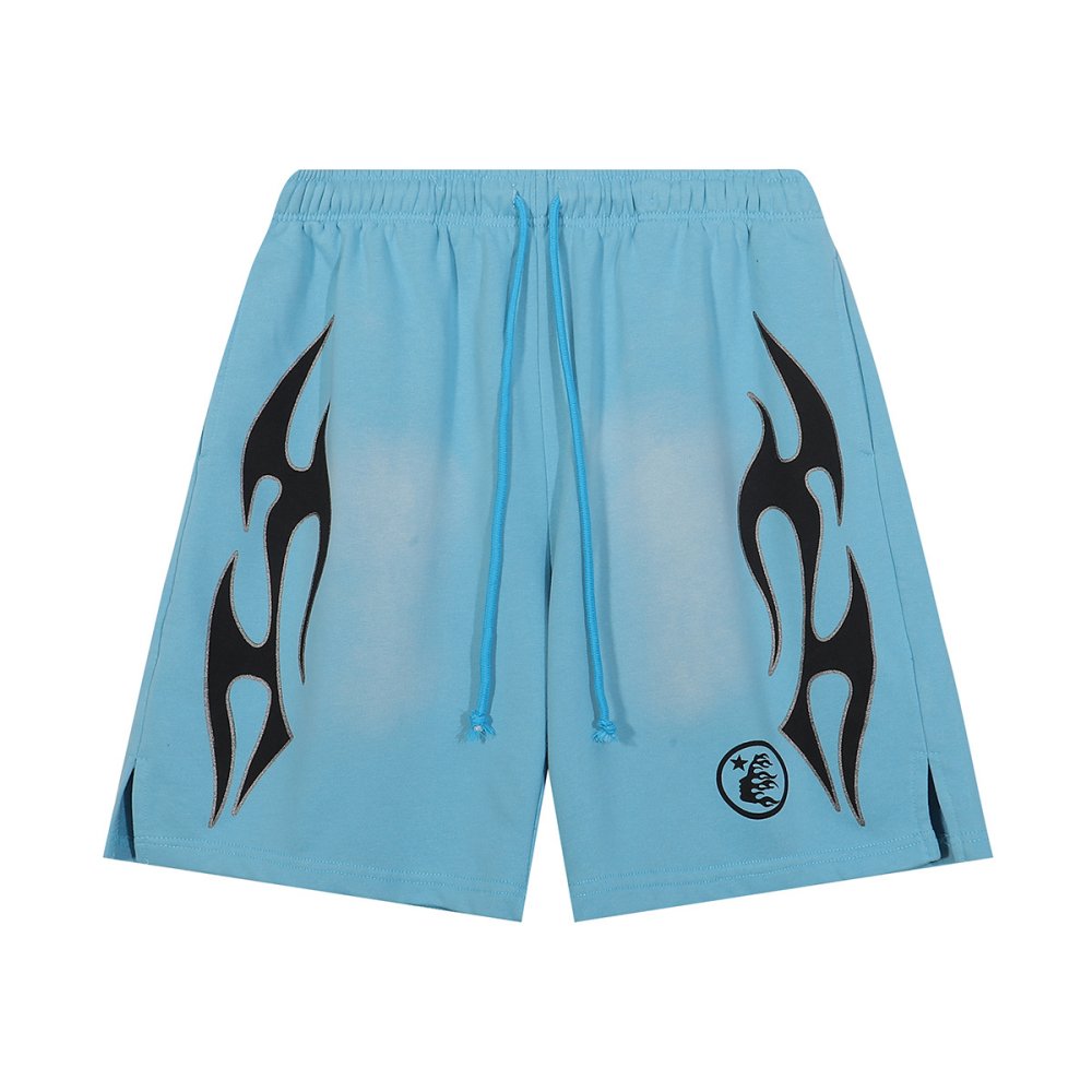 Hellstar Flame Shorts 2563 Black White/Dark Blue/Black Green/Sky Blue/Black Red/Red,Hellstar Shorts,Shorts,CLOTHES