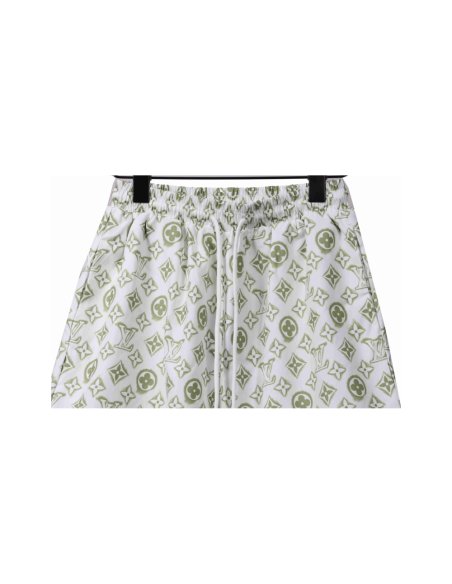 Louis Vuitton Monogram Printed Silk Shorts White,Louis Vuitton Shorts,Shorts,CLOTHES