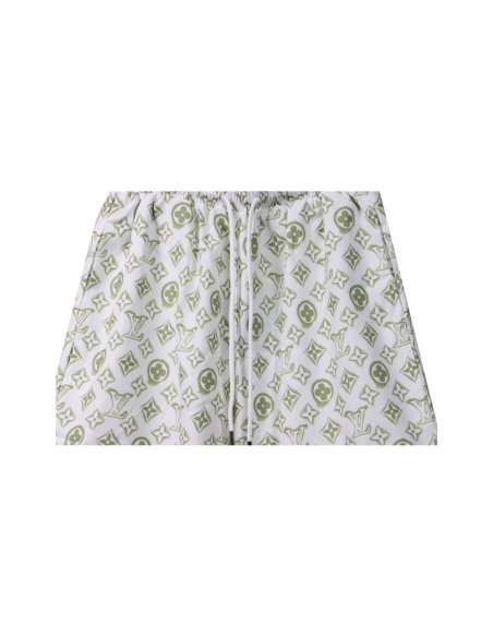 Louis Vuitton Monogram Printed Silk Shorts White,Louis Vuitton Shorts,Shorts,CLOTHES