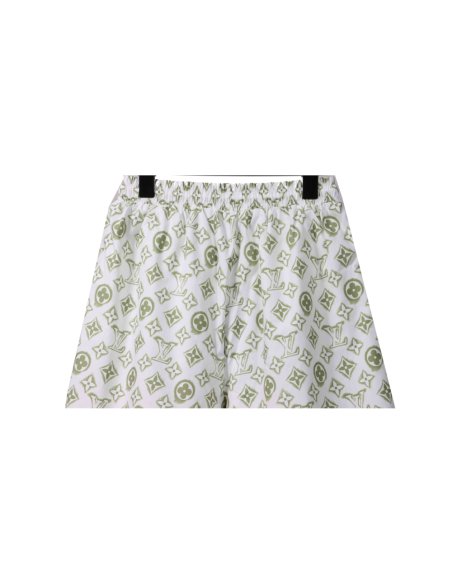 Louis Vuitton Monogram Printed Silk Shorts White,Louis Vuitton Shorts,Shorts,CLOTHES