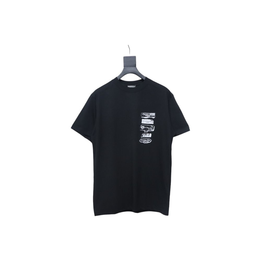Dior Archives Labels T-Shirt Black,Dior T-Shirts,T-Shirts,CLOTHES