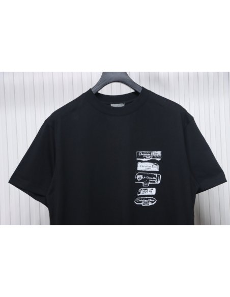 Dior Archives Labels T-Shirt Black,Dior T-Shirts,T-Shirts,CLOTHES