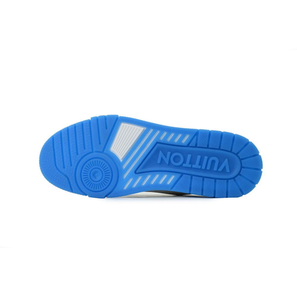 Louis Vuitton Trainer White and Blue Rivets ,Louis Vuitton Trainer,LOUIS VUITTON,LUXURY SHOES