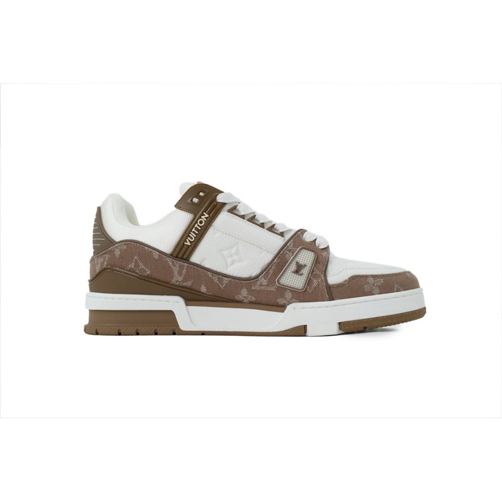 Louis Vuitton Trainer White and Brown ,Louis Vuitton Trainer,LOUIS VUITTON,LUXURY SHOES