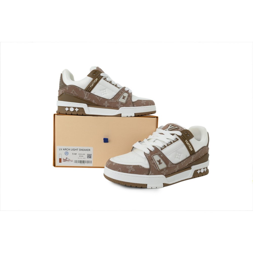 Louis Vuitton Trainer White and Brown ,Louis Vuitton Trainer,LOUIS VUITTON,LUXURY SHOES