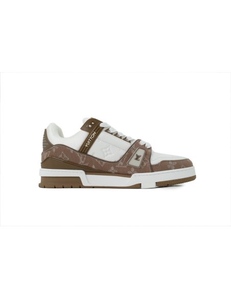 Louis Vuitton Trainer White and Brown ,Louis Vuitton Trainer,LOUIS VUITTON,LUXURY SHOES