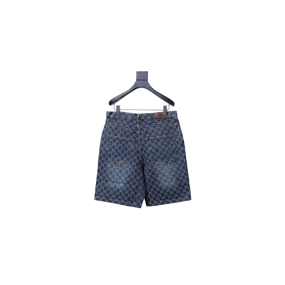 Gucci All-Over Monogram Denim Shorts,Gucci Shorts,Shorts,CLOTHES
