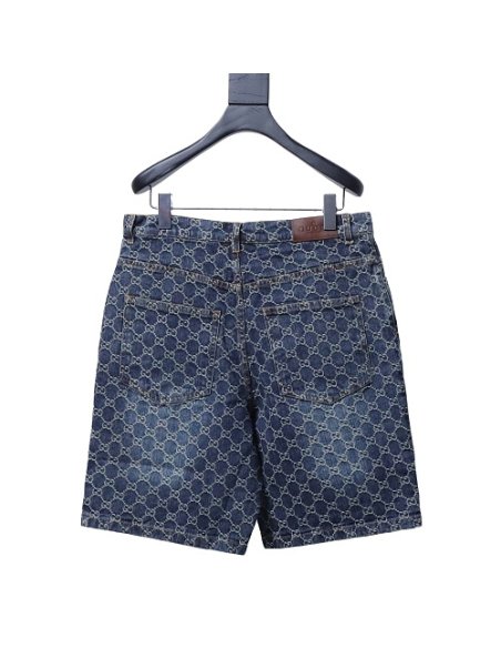 Gucci All-Over Monogram Denim Shorts,Gucci Shorts,Shorts,CLOTHES