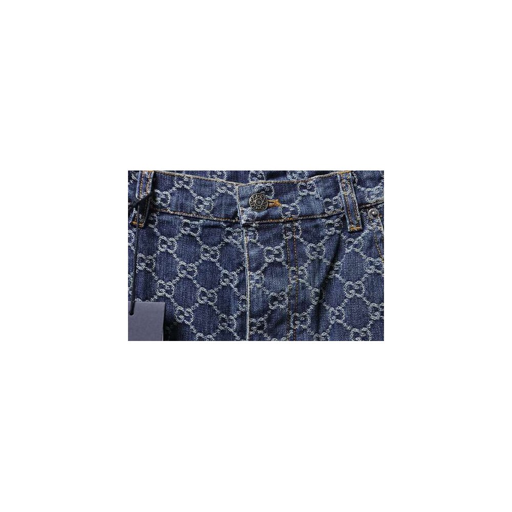 Gucci All-Over Monogram Denim Shorts,Gucci Shorts,Shorts,CLOTHES