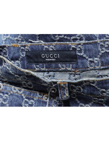 Gucci All-Over Monogram Denim Shorts,Gucci Shorts,Shorts,CLOTHES