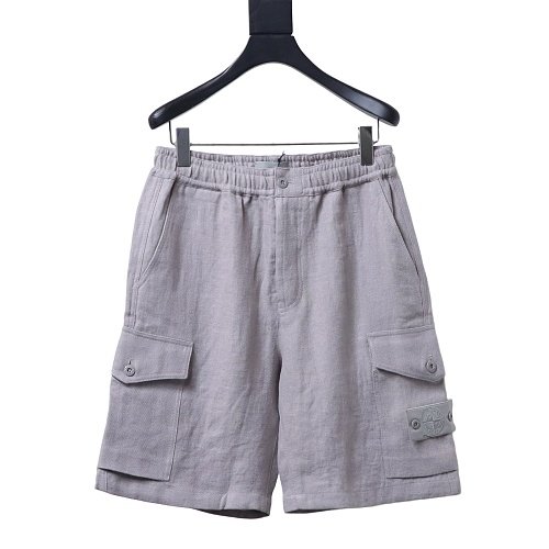 Stone Island Grey Linen Shorts,Stone Island Shorts,Shorts,CLOTHES