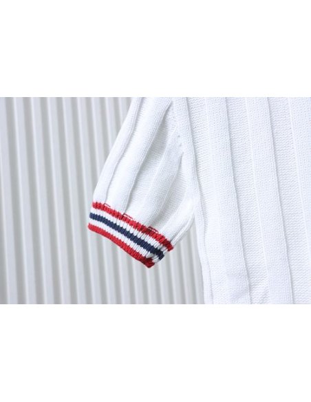Miu Miu Preppy-Style Short-Sleeve Knit T-Shirt White,Miu Miu T-shirts,T-Shirts,CLOTHES
