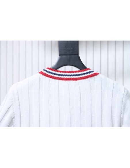 Miu Miu Preppy-Style Short-Sleeve Knit T-Shirt White,Miu Miu T-shirts,T-Shirts,CLOTHES