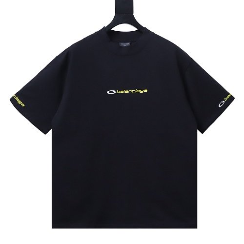 Balenciaga Sleeve Logo Embroidered T-Shirt Black,Balenciaga T-Shirts,T-Shirts,CLOTHES