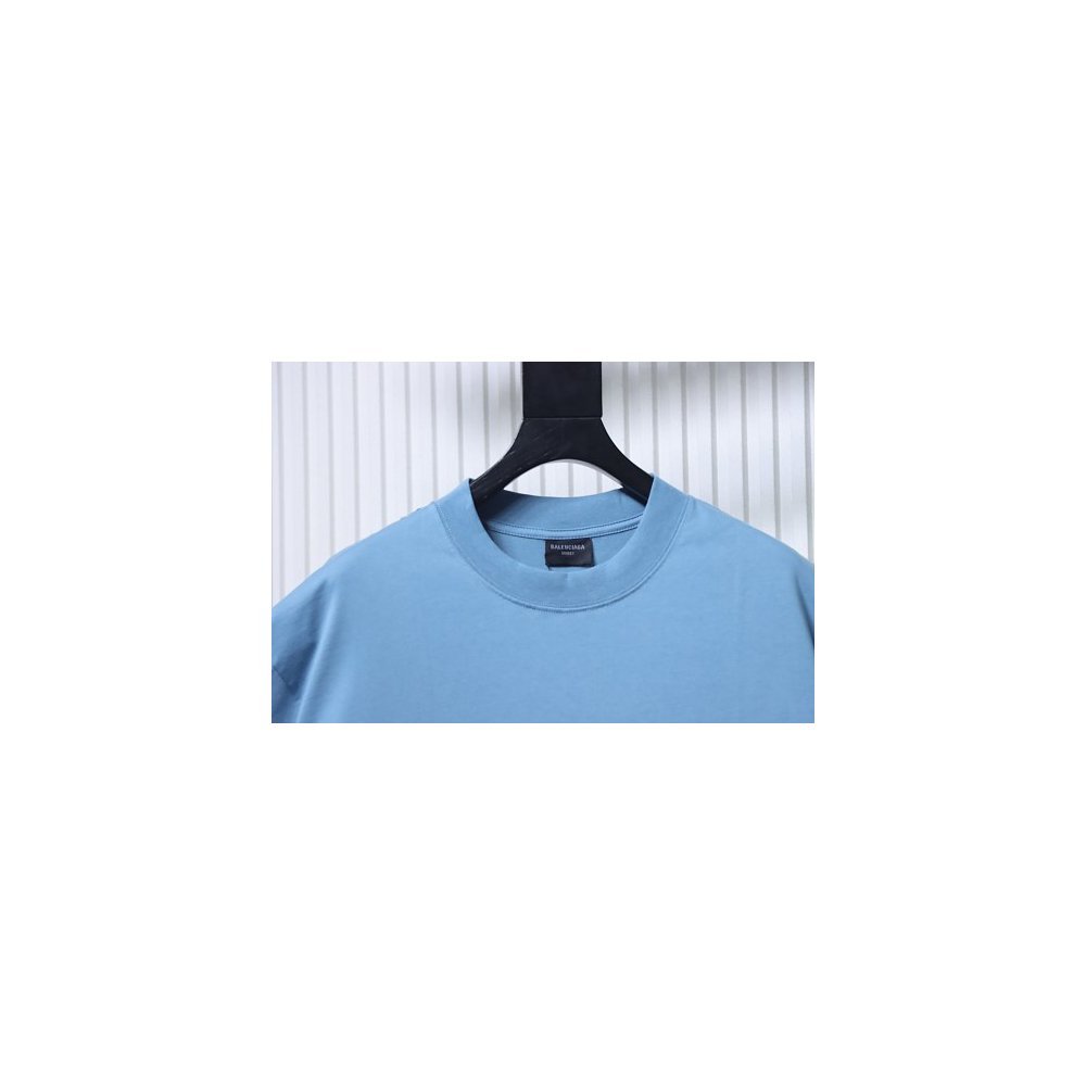 Balenciaga Sleeve Logo Embroidered T-Shirt Blue,Balenciaga T-Shirts,T-Shirts,CLOTHES