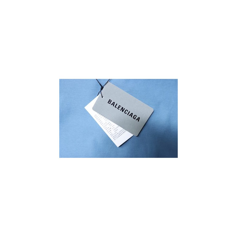 Balenciaga Sleeve Logo Embroidered T-Shirt Blue,Balenciaga T-Shirts,T-Shirts,CLOTHES