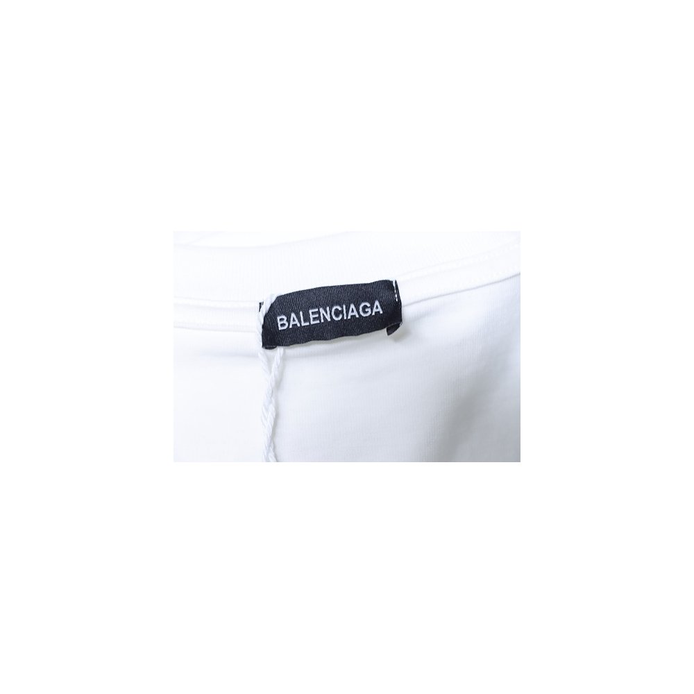 Balenciaga Chest Badge Embroidered T-Shirt White,Balenciaga T-Shirts,T-Shirts,CLOTHES