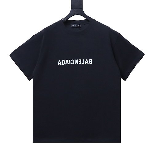 Balenciaga Inverted Letter Print T-Shirt Black,Balenciaga T-Shirts,T-Shirts,CLOTHES