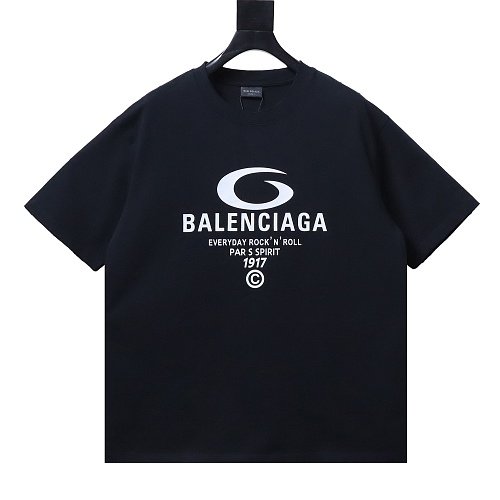 Balenciaga Ring-Print Letter T-Shirt Black,Balenciaga T-Shirts,T-Shirts,CLOTHES