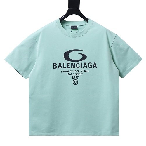 Balenciaga Ring-Print Letter T-Shirt Green,Balenciaga T-Shirts,T-Shirts,CLOTHES
