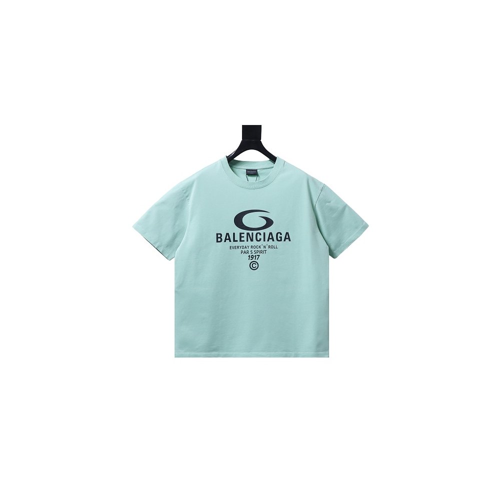 Balenciaga Ring-Print Letter T-Shirt Green,Balenciaga T-Shirts,T-Shirts,CLOTHES