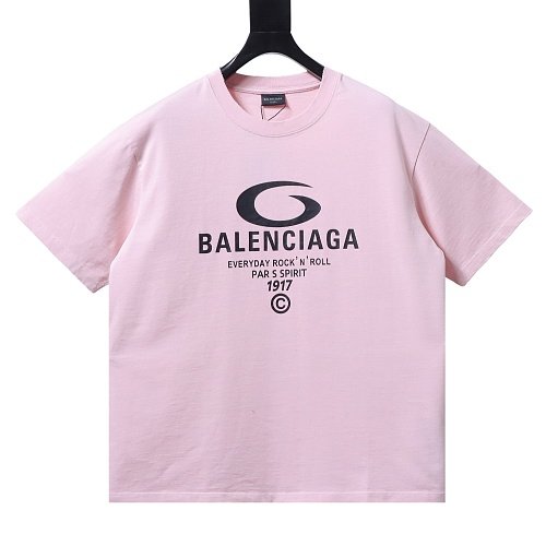 Balenciaga Ring-Print Letter T-Shirt Pink,Balenciaga T-Shirts,T-Shirts,CLOTHES
