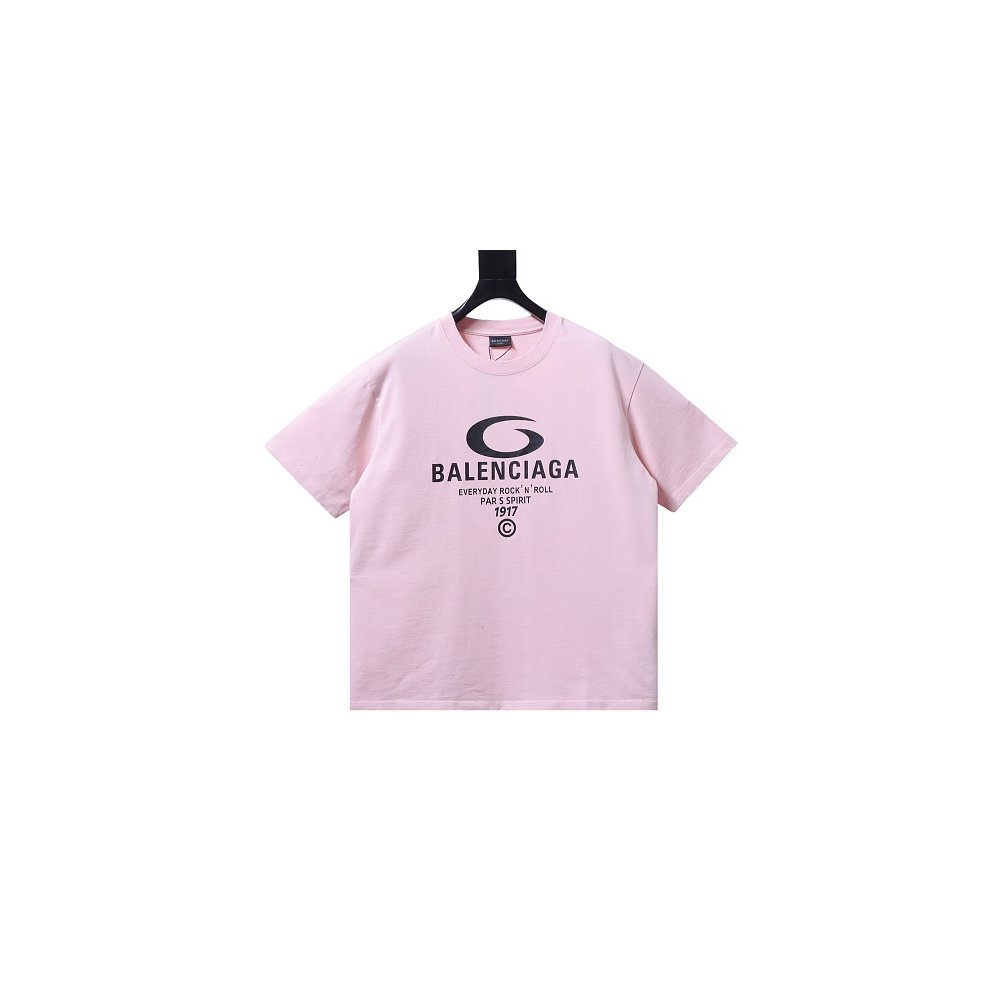 Balenciaga Ring-Print Letter T-Shirt Pink,Balenciaga T-Shirts,T-Shirts,CLOTHES