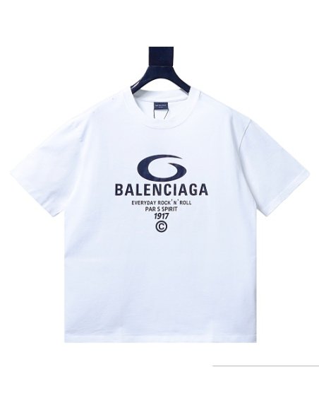 Balenciaga Ring-Print Letter T-Shirt White,Balenciaga T-Shirts,T-Shirts,CLOTHES