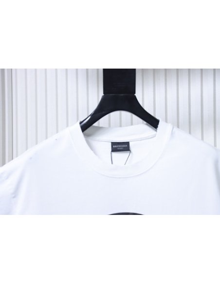 Balenciaga Ring-Print Letter T-Shirt White,Balenciaga T-Shirts,T-Shirts,CLOTHES