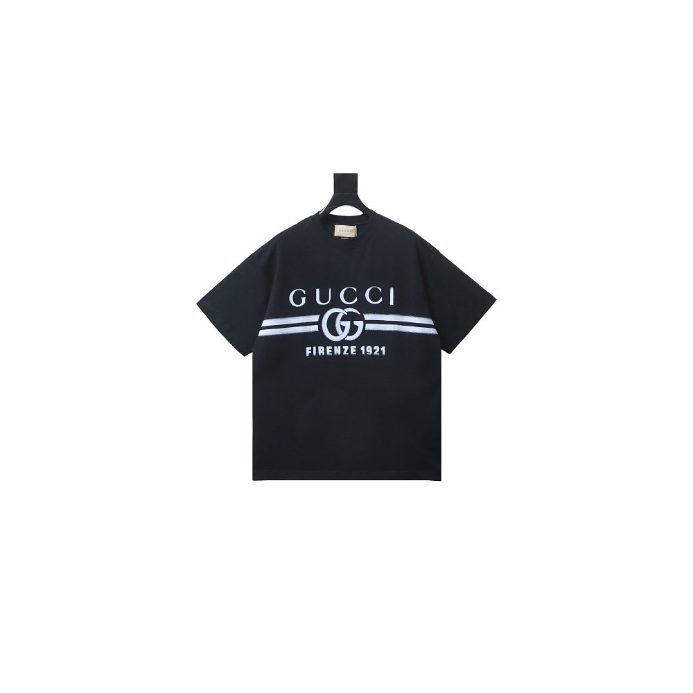 Gucci Black and White Gradient Belt Print T-shirt Black,Gucci T-shirts,T-Shirts,CLOTHES