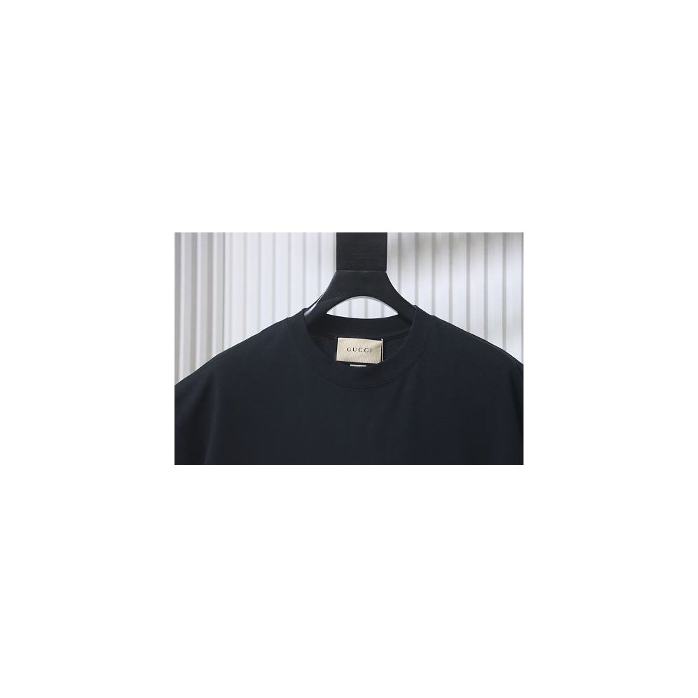 Gucci Black and White Gradient Belt Print T-shirt Black,Gucci T-shirts,T-Shirts,CLOTHES