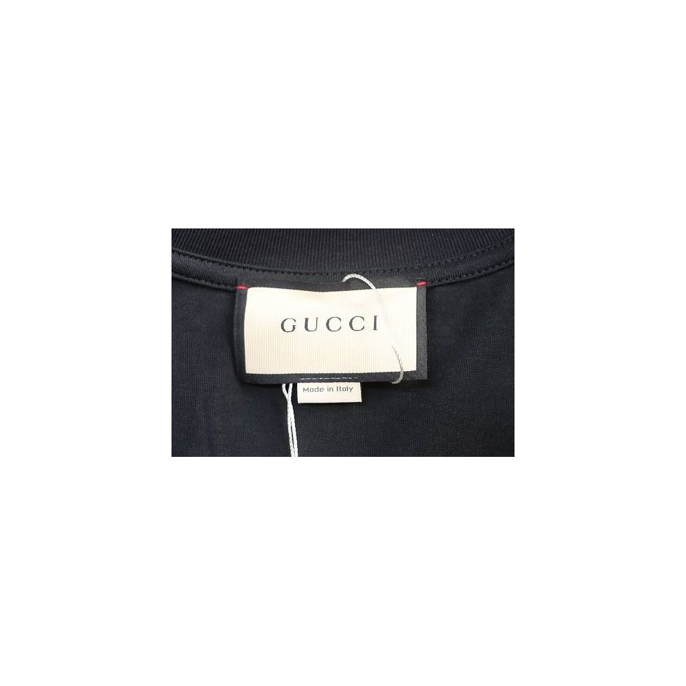 Gucci Black and White Gradient Belt Print T-shirt Black,Gucci T-shirts,T-Shirts,CLOTHES