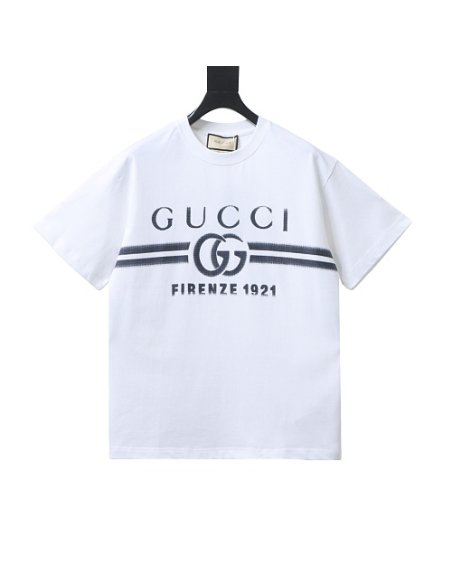 Gucci Black and White Gradient Belt Print T-shirt White,Gucci T-shirts,T-Shirts,CLOTHES